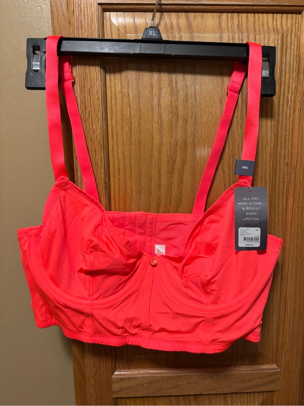 Cacique Neon Coral Longline Underwire Bra with Adjustable Straps